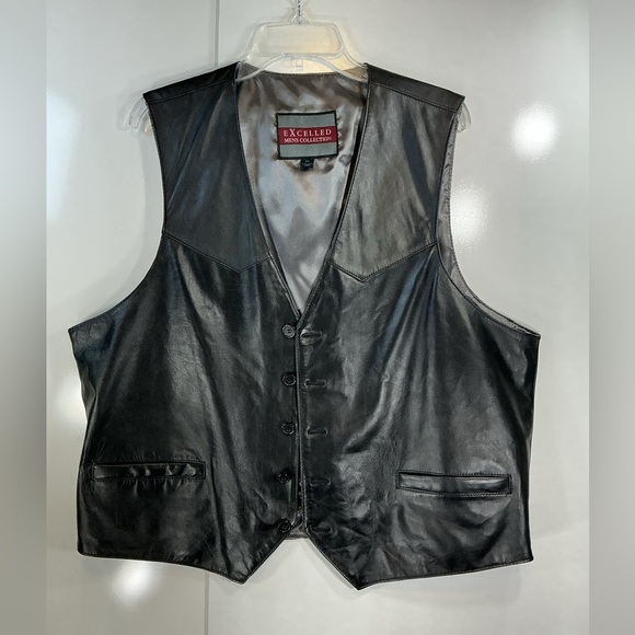 Excelled Collection Other - Excelled Men's Classic Black Leather Vest A0380